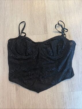 Free People Black Lace Corset Top Small